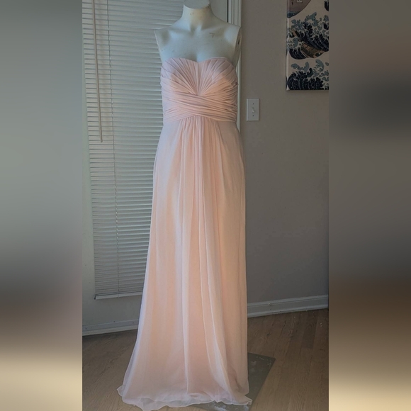 Davids Bridal Elegant Strapless Bridesmaid Dress Evening Gown - Picture 1 of 3